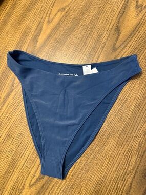 Abercrombie & Fitch Ribbed Navy High-Leg Bikini Bottom